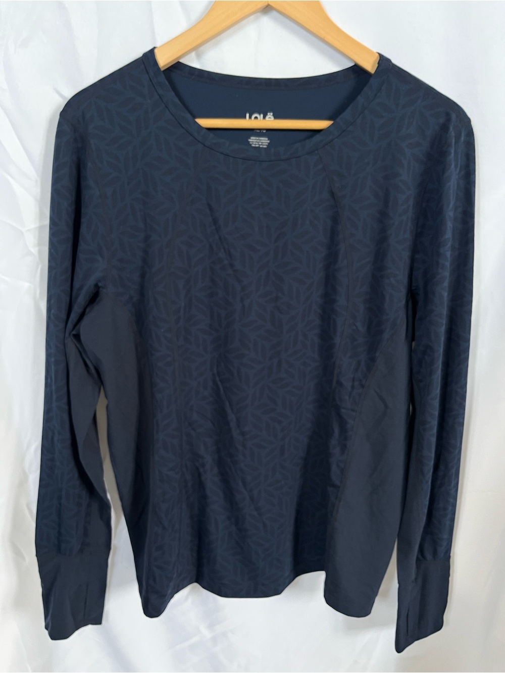 Lole Navy Geometric-Texture Crew Neck - 20% mérinos